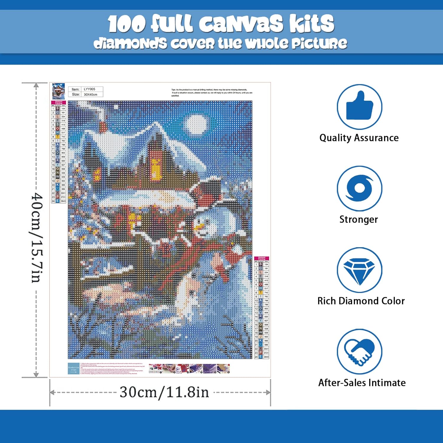 JAKI Kit de pintura de diamantes de Navidad, paquete de 4 unidades, arte de diamantes de Navidad para adultos, principiantes y niños, pintura de