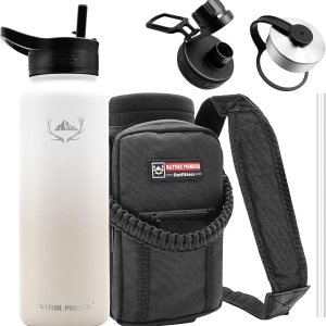 NATURE PIONEOR Botellas de agua aisladas con pajilla, botella de agua de acero inoxidable de 243240 onzas con soporte, portadorfunda, reutilizable, NATURE PIONEOR Botellas de agua aisladas con pajilla, botella de agua de acero inoxidable de 243240 onzas con soporte, portadorfunda, reutilizable,