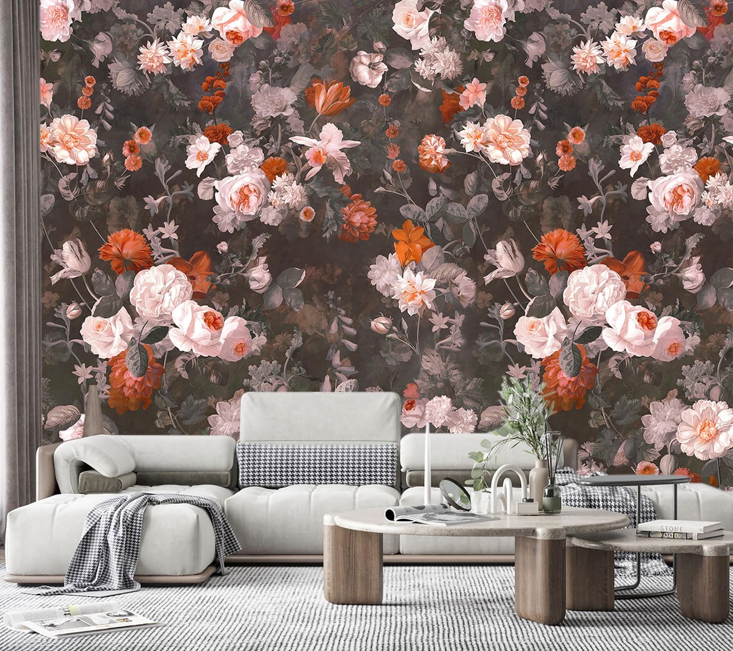 YQWDMX – Papel pintado de rosas retro 3D para decoración de sala de estar (no despegar ni pegar)
