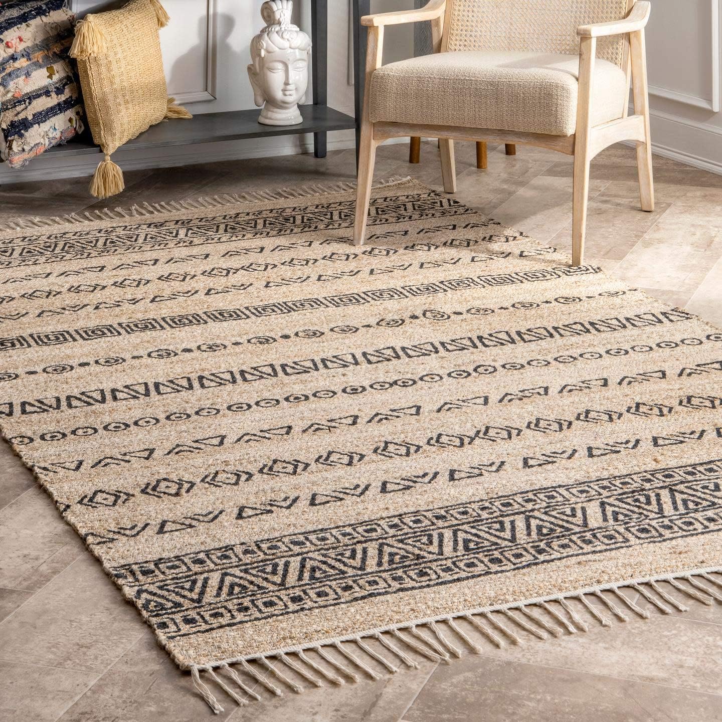 nuLOOM Ellis – Alfombra tribal para fiesta, 5 x 8, color natural