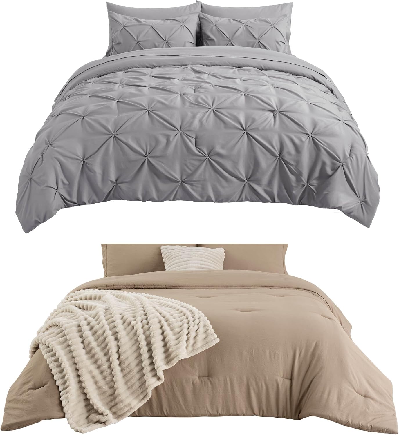 Bedsure Juego de edredón tamaño King de 7 piezas, juego de edredón tamaño King de 5 piezas.
