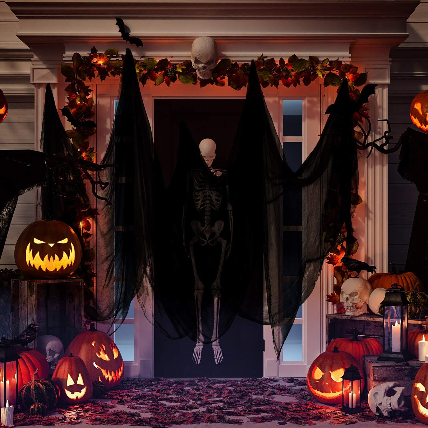Boao Decoraciones de Halloween, paño espeluznante de Halloween, muselina de algodón, gasa espeluznante para fiesta de Halloween, interiores y
