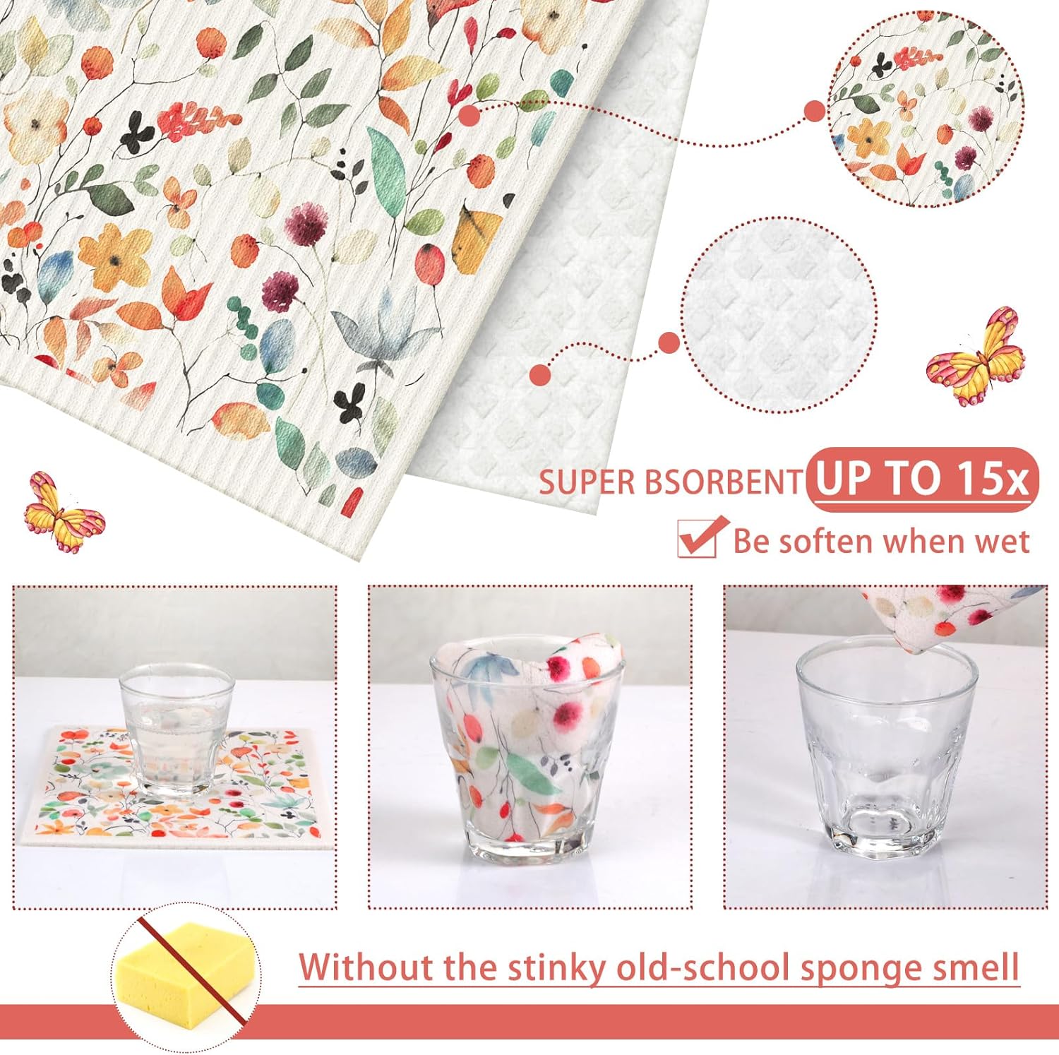 Yinder Paquete de 9 paños de lavado suecos para cocina, paños geométricos reutilizables, paños de limpieza geométricos, paños de lavado de cocina