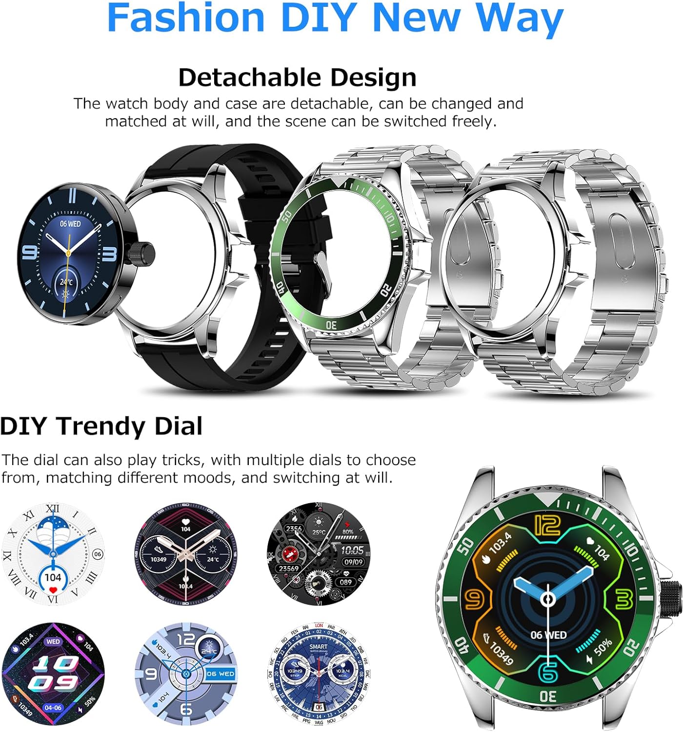 YYKY Reloj inteligente para hombres y mujeres con llamada Bluetooth, monitor de actividad física de 1.32 pulgadas con monitor de sueño de frecuencia