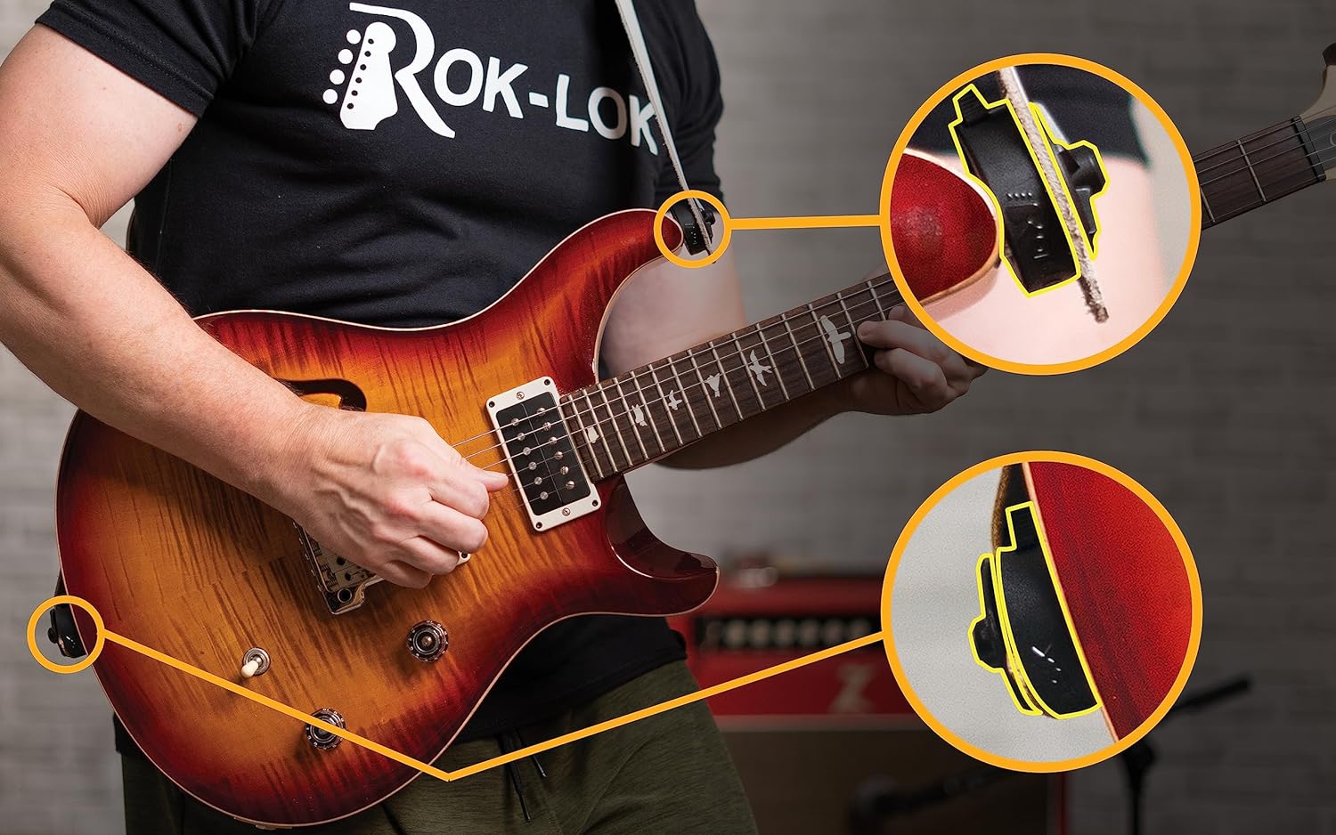 Rok Lok – Cerradura universal de cambio rápido para correa de guitarra, juego de cerraduras de correa de guitarra, protege tu instrumento sin