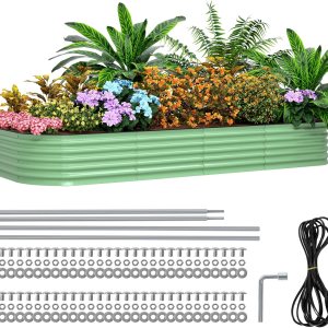 Shikha Kit de cama de jardín elevada galvanizada para jardinería, caja de jardín, kit de cama elevada al aire libre para verduras, flores, hierbas, Shikha Kit de cama de jardín elevada galvanizada para jardinería, caja de jardín, kit de cama elevada al aire libre para verduras, flores, hierbas,