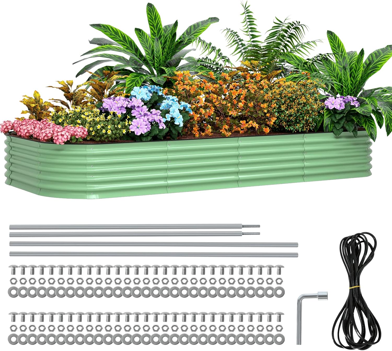 Shikha Kit de cama de jardín elevada galvanizada para jardinería, caja de jardín, kit de cama elevada al aire libre para verduras, flores, hierbas,