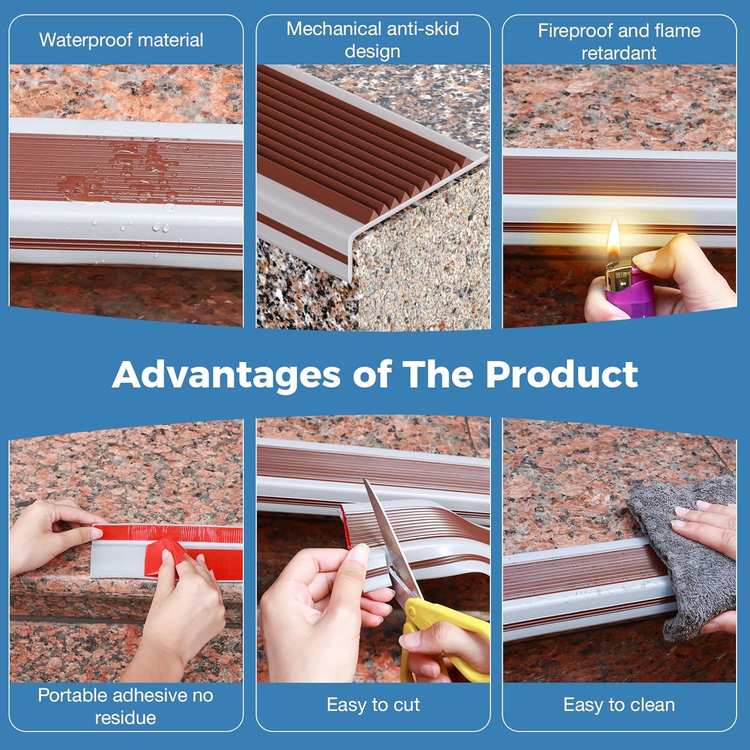 Bordes de vinilo para escaleras, protector de borde de escalera, borde de escalón, antideslizante e impermeable, para interiores y exteriores, tiras