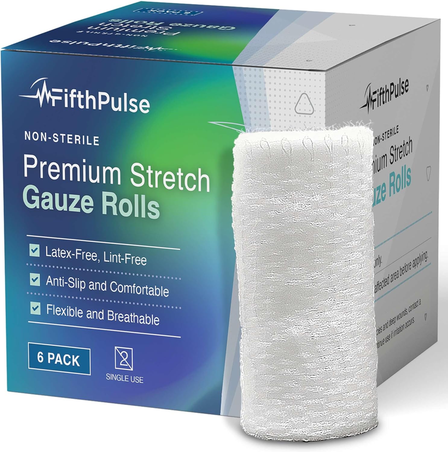 Paquete de 6 rollos de gasa elástica de alta calidad, de 2 pulgadas x 4.1 yardas, de gasa enrollada no estéril, sin pelusa ni látex, antideslizante,