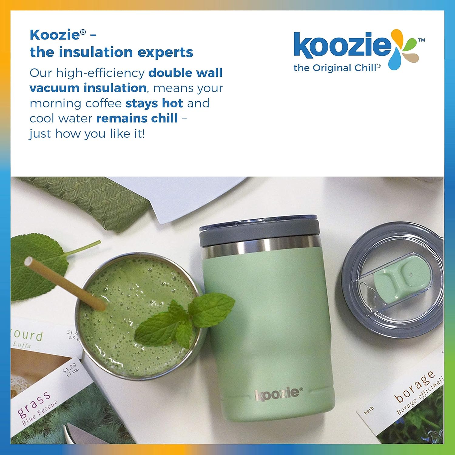 KOOZIE Enfriador de latas triple 3 en 1 de acero inoxidable, botella o vaso con tapa para latas estándar de 12 onzas, aislamiento al vacío de doble