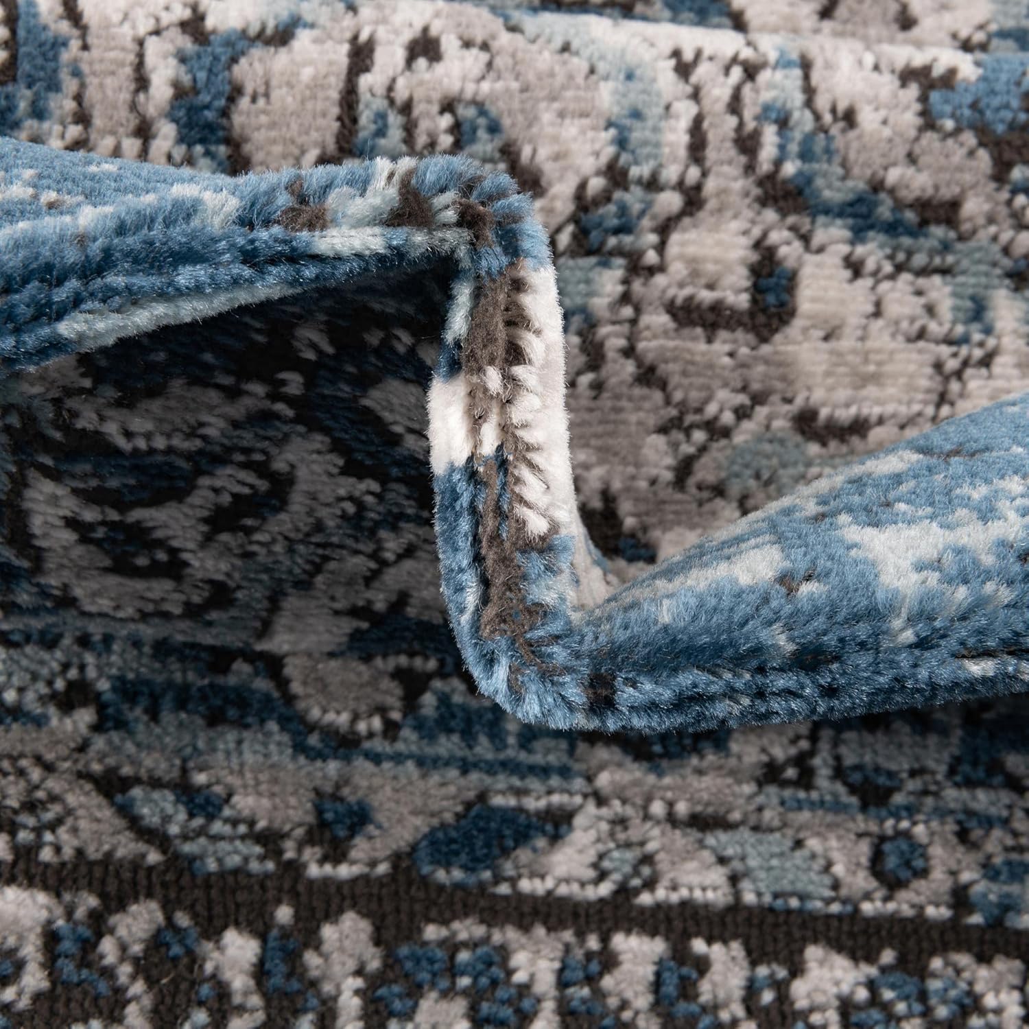 Unique Loom Colección Nyla – Alfombra de área (redonda, 3 pies 3 pulgadas x 3 pies 3 pulgadas, azulmarfil)