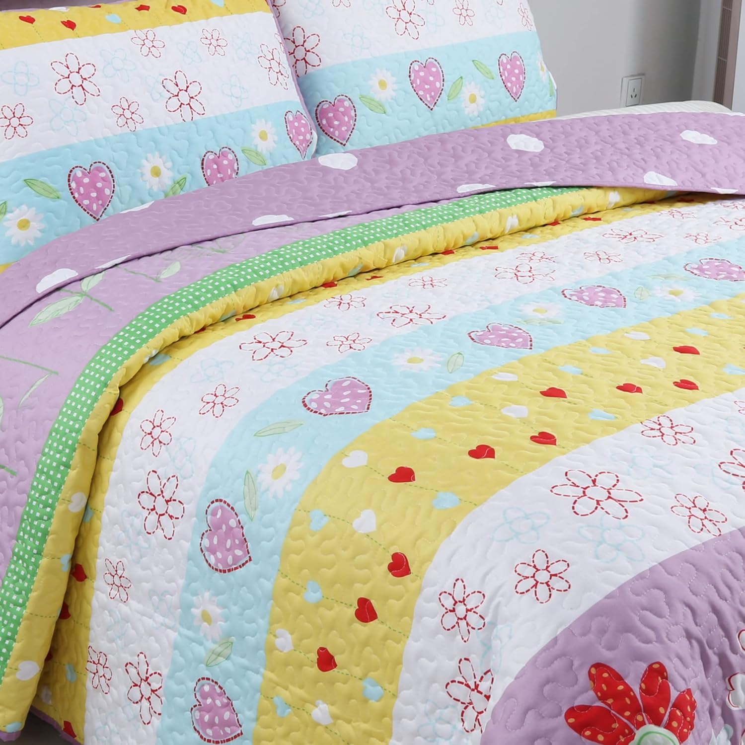 Cozy Line Home Fashions – Greta – Juego de edredón reversible de lunares rosa, 100% algodón