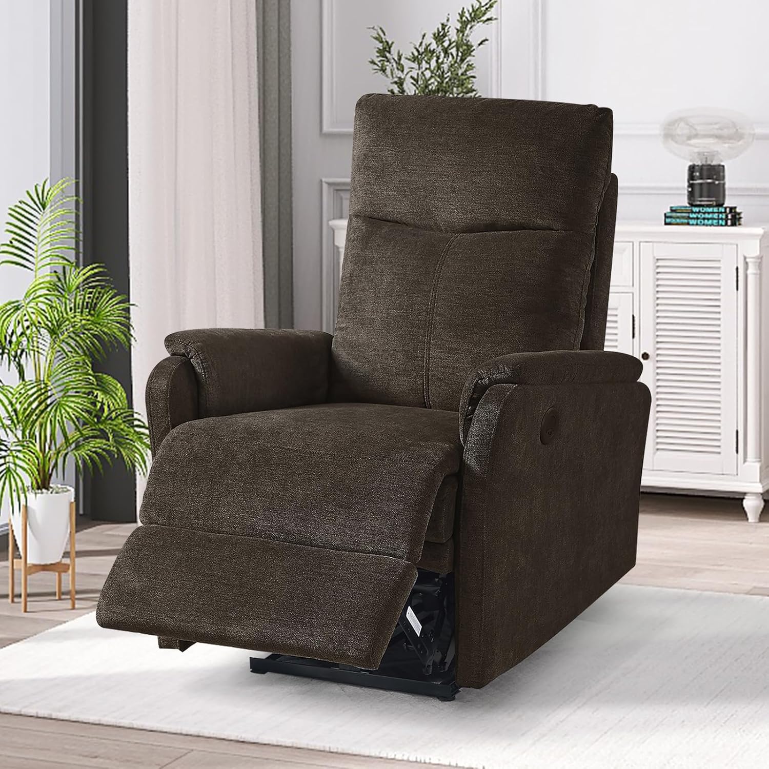 SoarFlash Power Recliner Chair for Living Room, Adjustable Home Modern Fabric Recliner Chair with USB Charge Port, Recliner Single Chair for Small