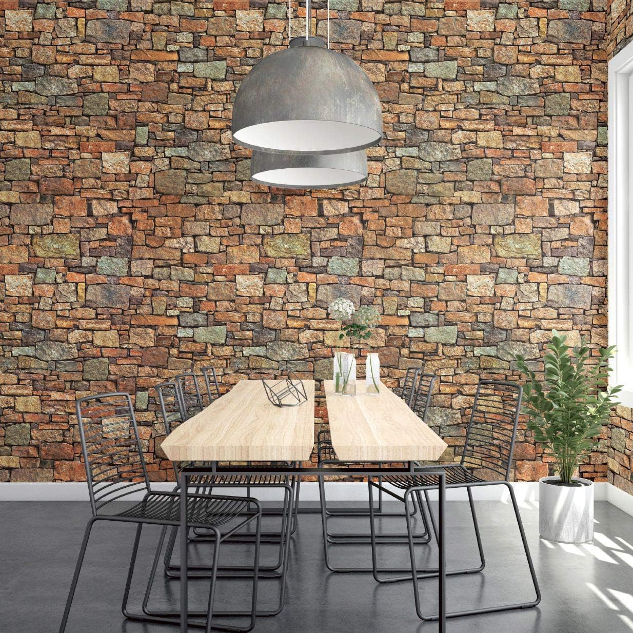 Papel tapiz de piedra autoadhesivo, extraíble, decoración del hogar para dormitorio, cocina, 15.75 pulgadas x 32 pies, piedra de escombros