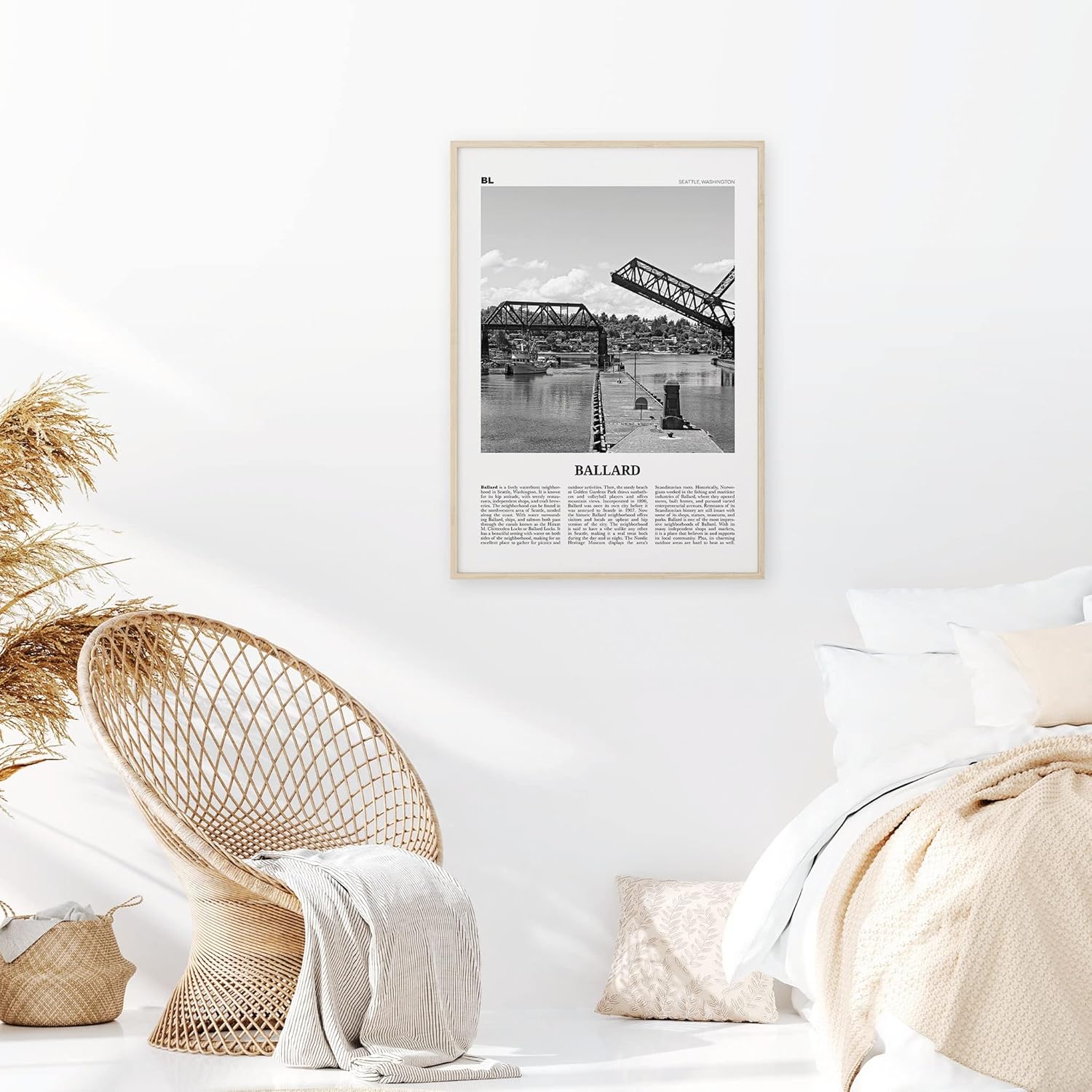 PosterBallard Print Black And White, Ballard Wall Art, Ballard Poster, Ballard Photo, Ballard Wall Décor, Ballard Map, Usa