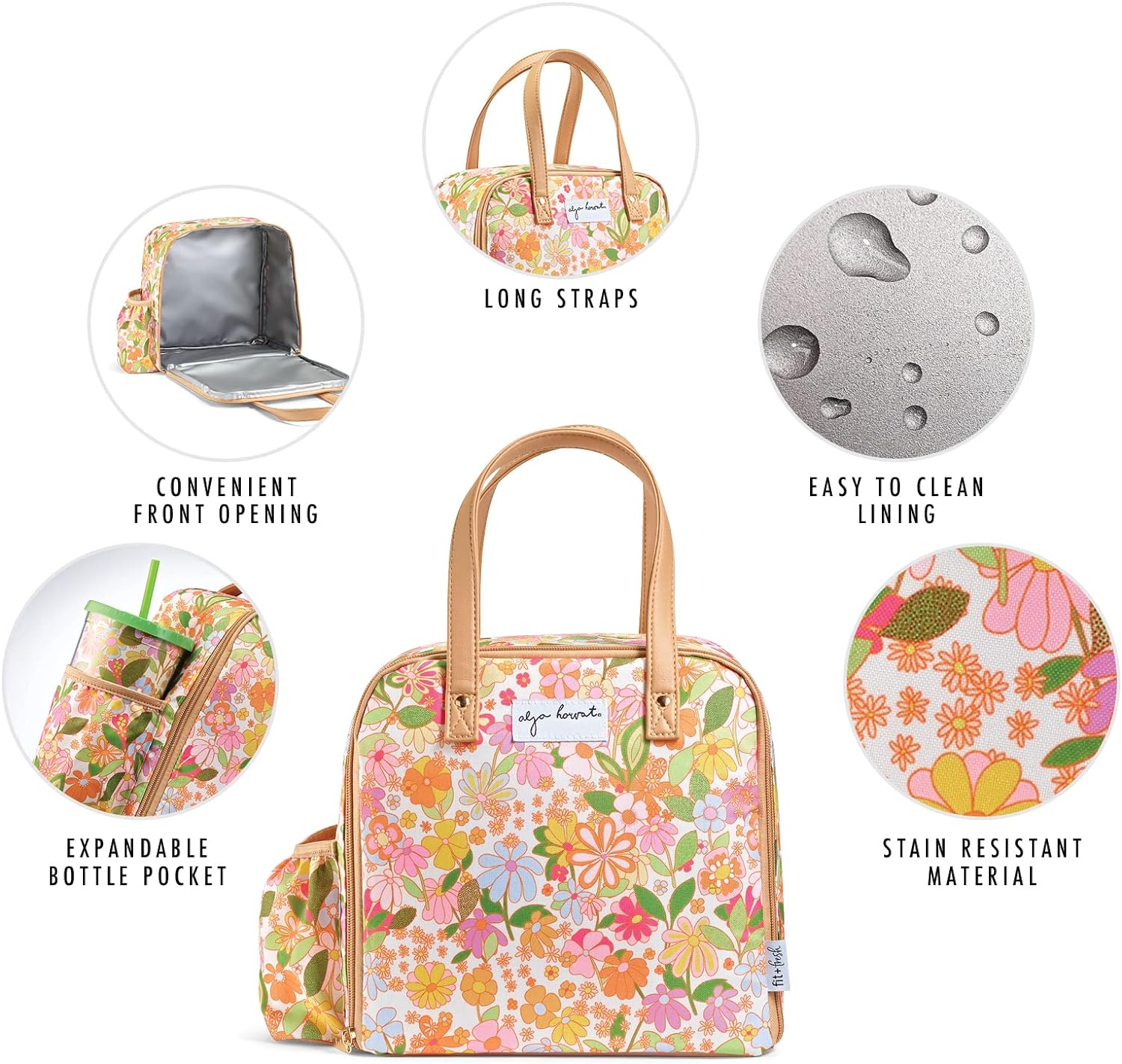 Fit & Fresh Lonchera para mujer, bolsa de almuerzo aislada para mujer, para el trabajo, a prueba de fugas y resistente a las manchas, lonchera