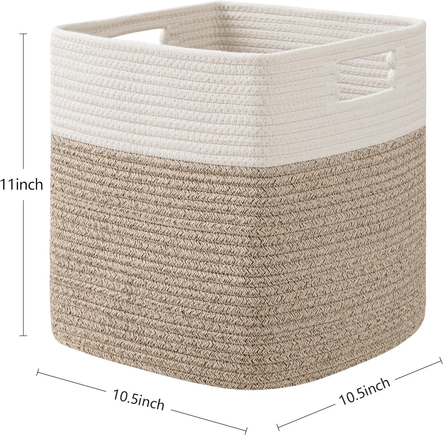 UBBCARE Juego de 4 cestas de almacenamiento de 11 x 10.5 x 10.5 pulgadas, cesta de cuerda de algodón para estantes, juguetes, libros, cubos de