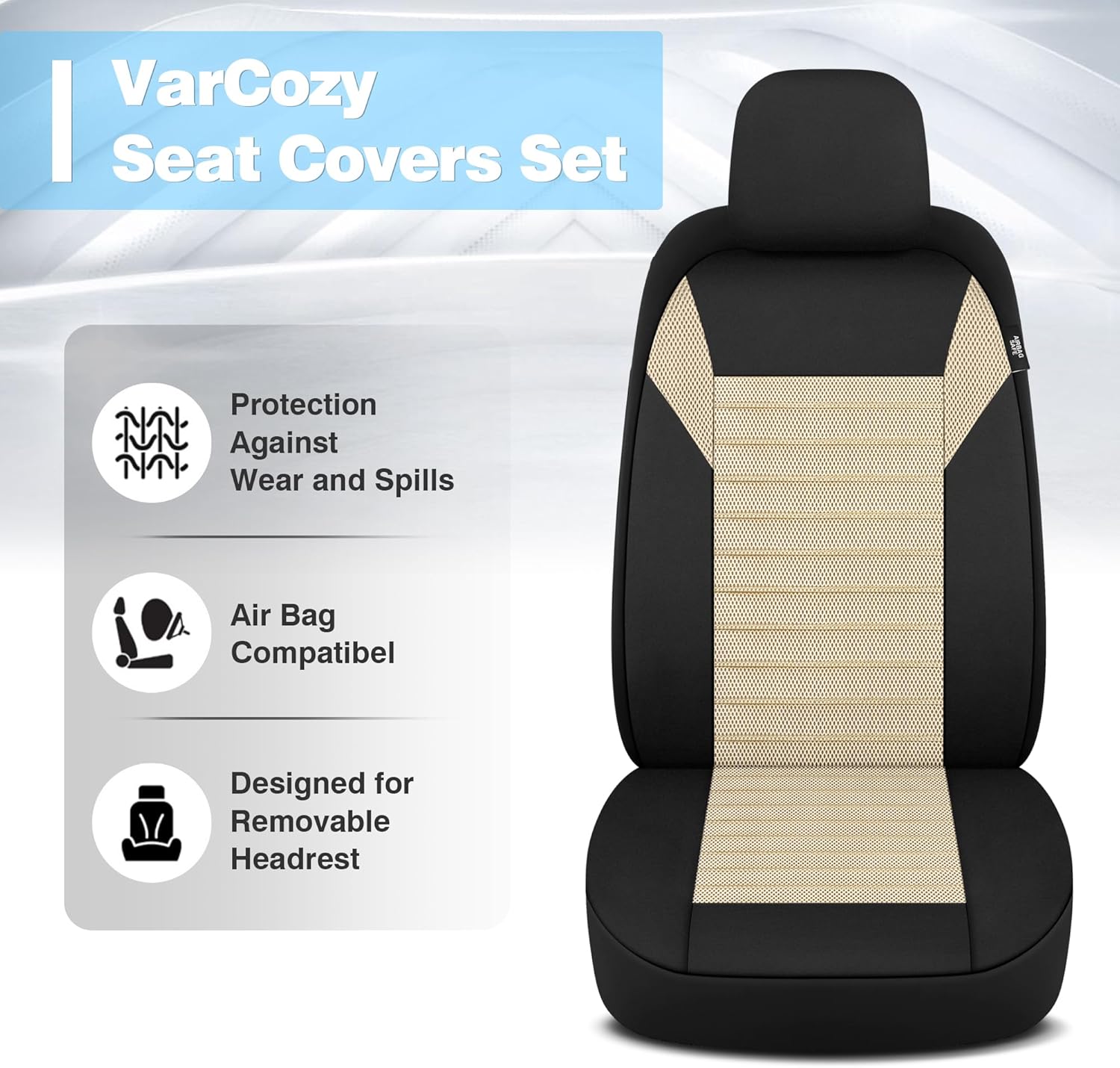Juego completo de fundas de asiento de automóvil, malla de aire 3D, fundas de asiento de banco dividido delanteras y traseras de tela transpirable