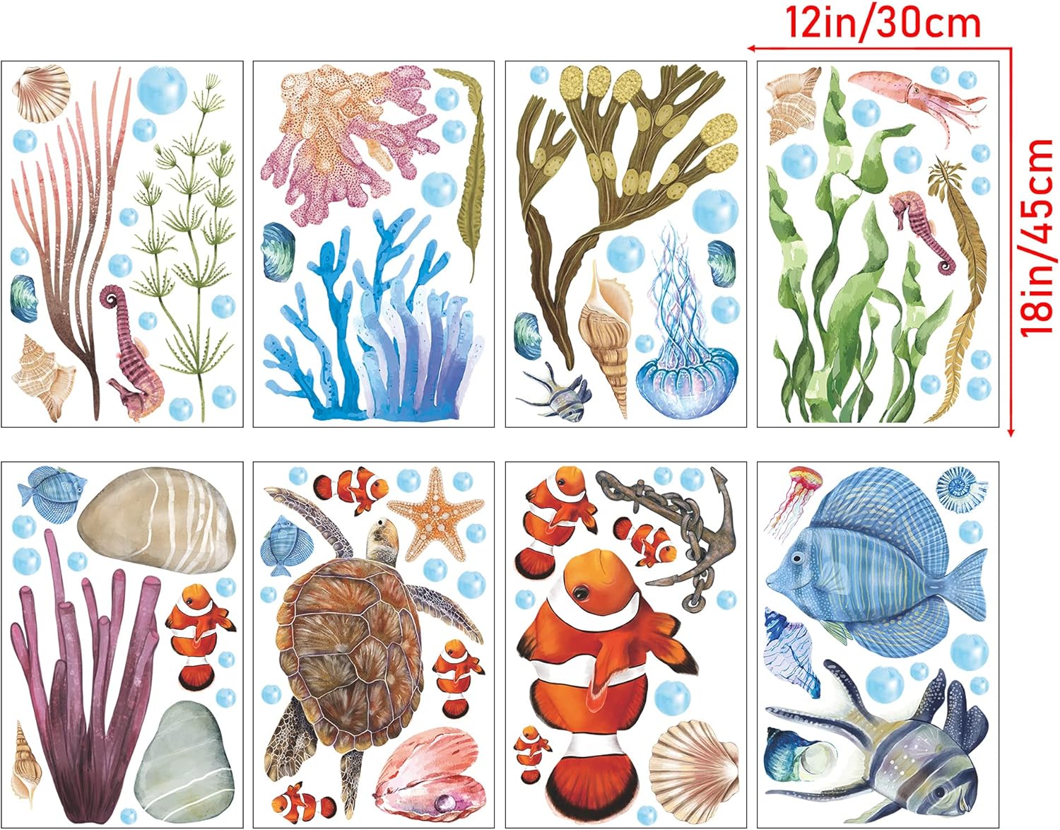 RW-1045 – Calcomanías de pared de animales marinos submarinos 3D, calcomanías de pared de animales marinos submarinos, bricolaje, peces corales,
