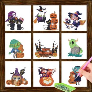 10 calcomanías de diamante para ventana de Halloween, kits de calcomanías de arte para ventana de vidrio, Halloween, manualidades, para adultos, 10 calcomanías de diamante para ventana de Halloween, kits de calcomanías de arte para ventana de vidrio, Halloween, manualidades, para adultos,