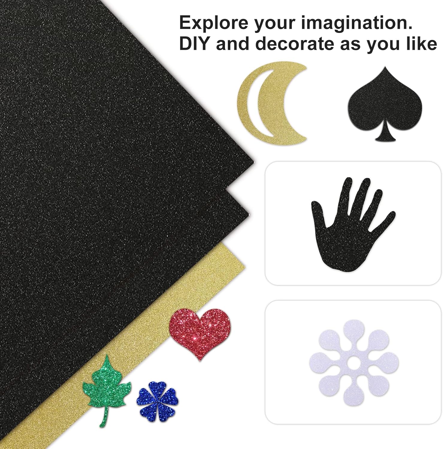 Rramorrra – Papel de cartulina negra con purpurina de 12 x 12 pulgadas, 15 hojas de 12.35 ozm130 libras, papel de construcción negro brillante de