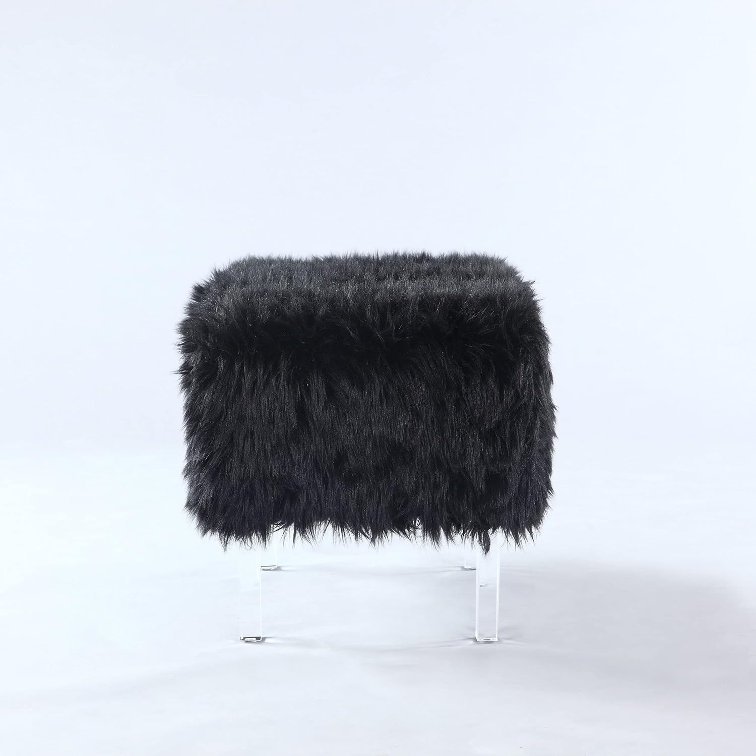 Fiorino – Otomana moderna y contemporánea de piel sintética con patas acrílicas, color negro