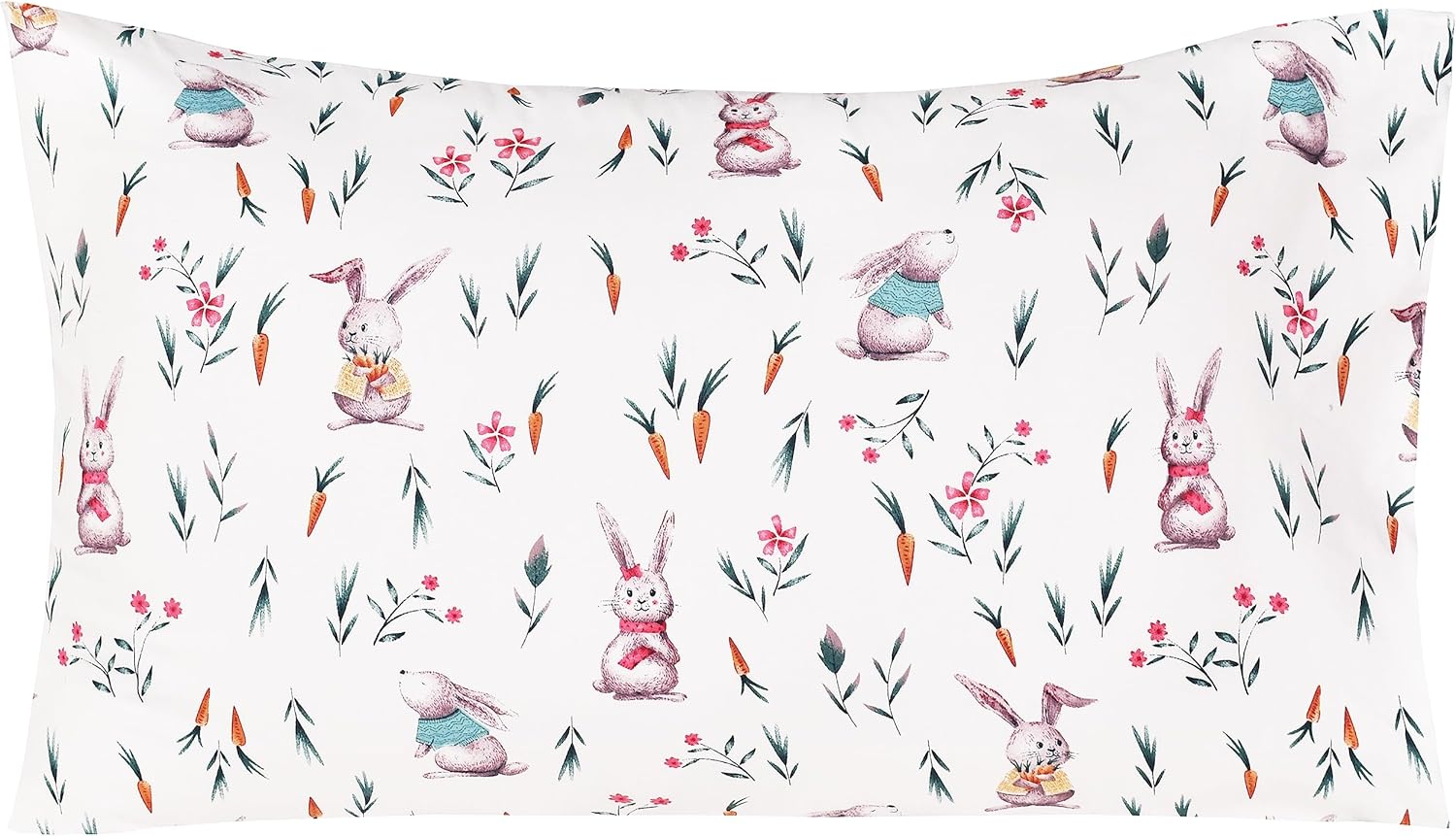 Cute Bunny Like Flower & Baby Carrot – Juego de sábanas de 3 piezas, 100 % algodón, acogedor juego de sábanas individuales, sábana encimera, sábana