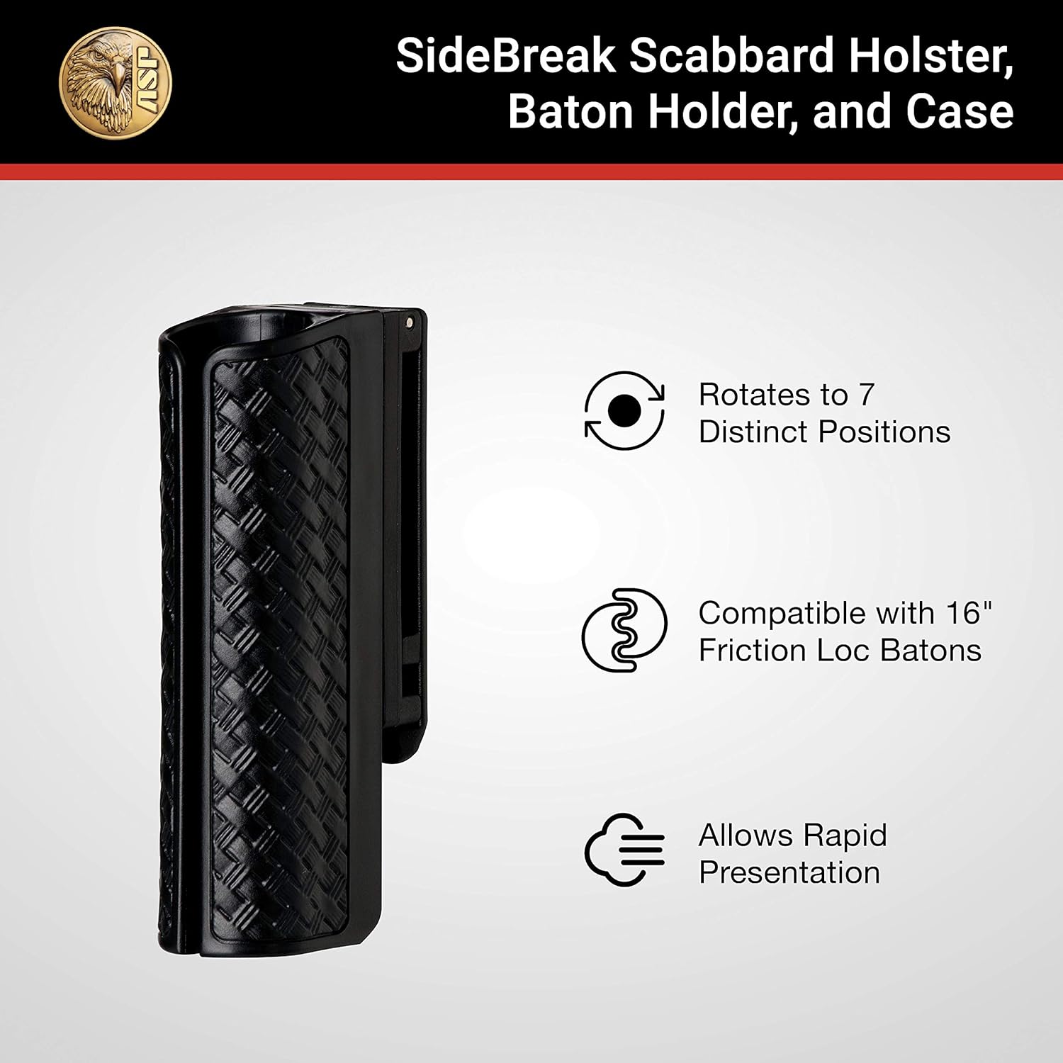 ASP SideBreak – Soporte de bastón para bastón de fricción de autodefensa ASP Serie F, sostiene bastón expandible para policía, aplicación de la ley,