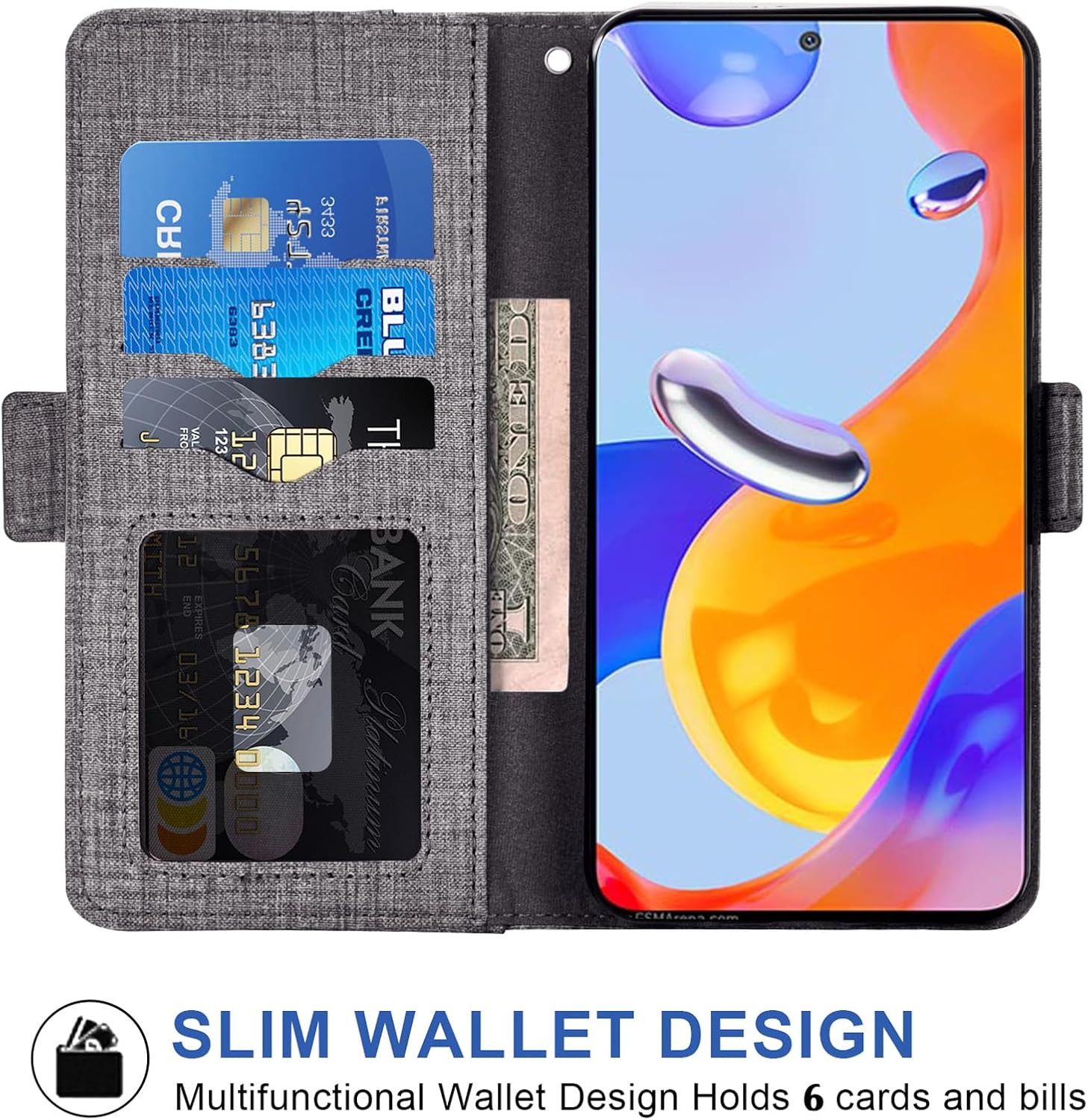 Asuwish Funda de teléfono para Xiaomi Redmi Note 11 Pro 4G5G Funda tipo cartera con protector de pantalla de vidrio templado y correa para la