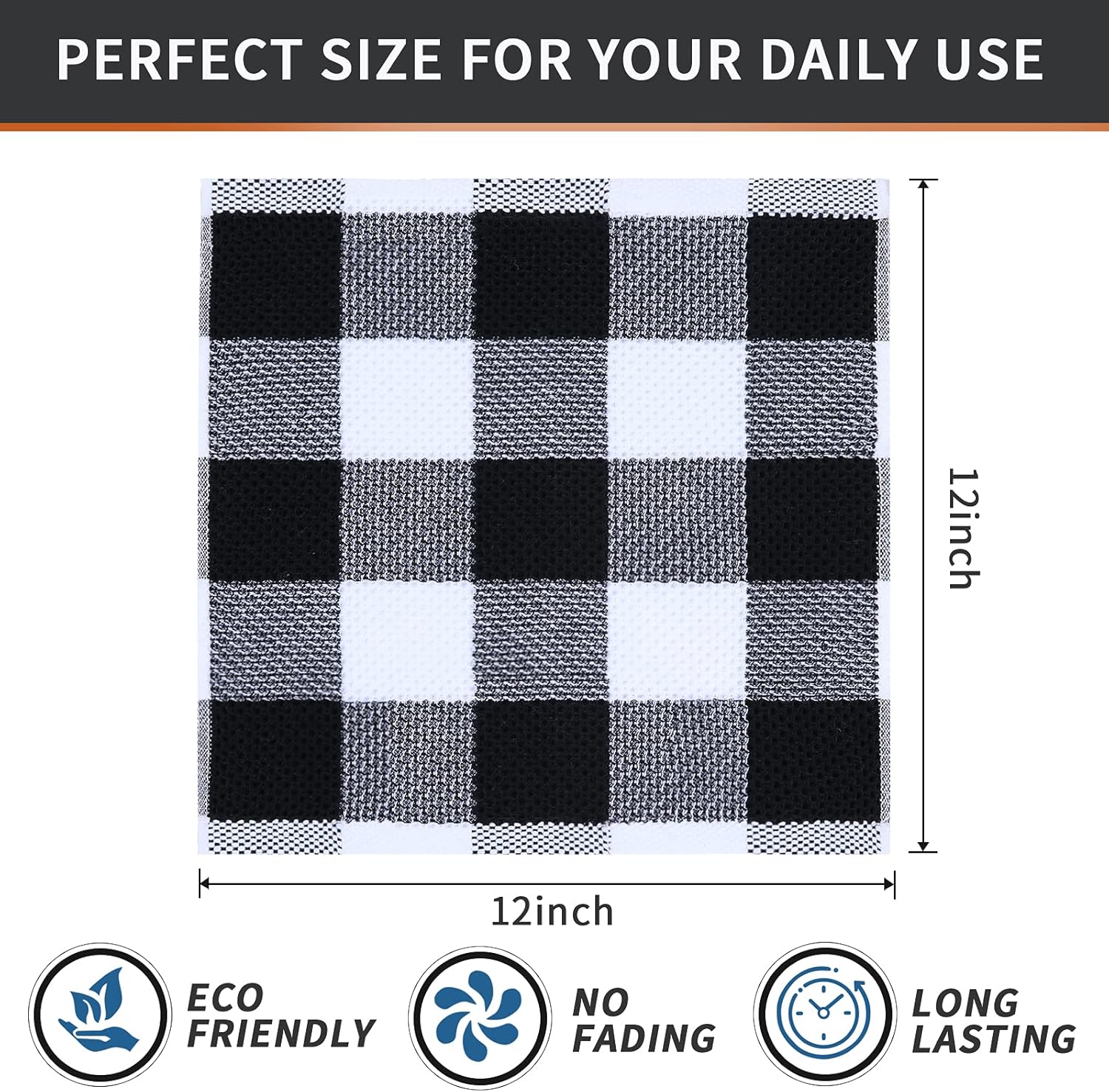 Trapos de cocina a cuadros 100% algodón, 12 x 12 pulgadas, súper suaves y absorbentes, de secado rápido, trapos de cocina para cocina, paquete de
