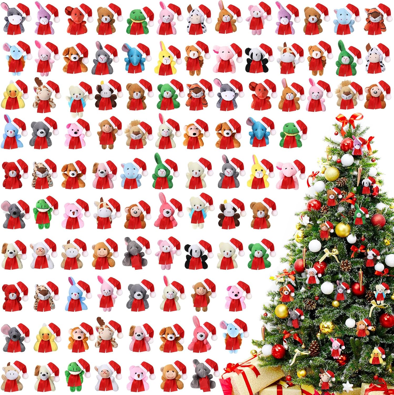 100 piezas de mini animales de peluche a granel, juguetes de animales pequeños a granel, llavero, decoración de fiestas, rellenos de huevos de