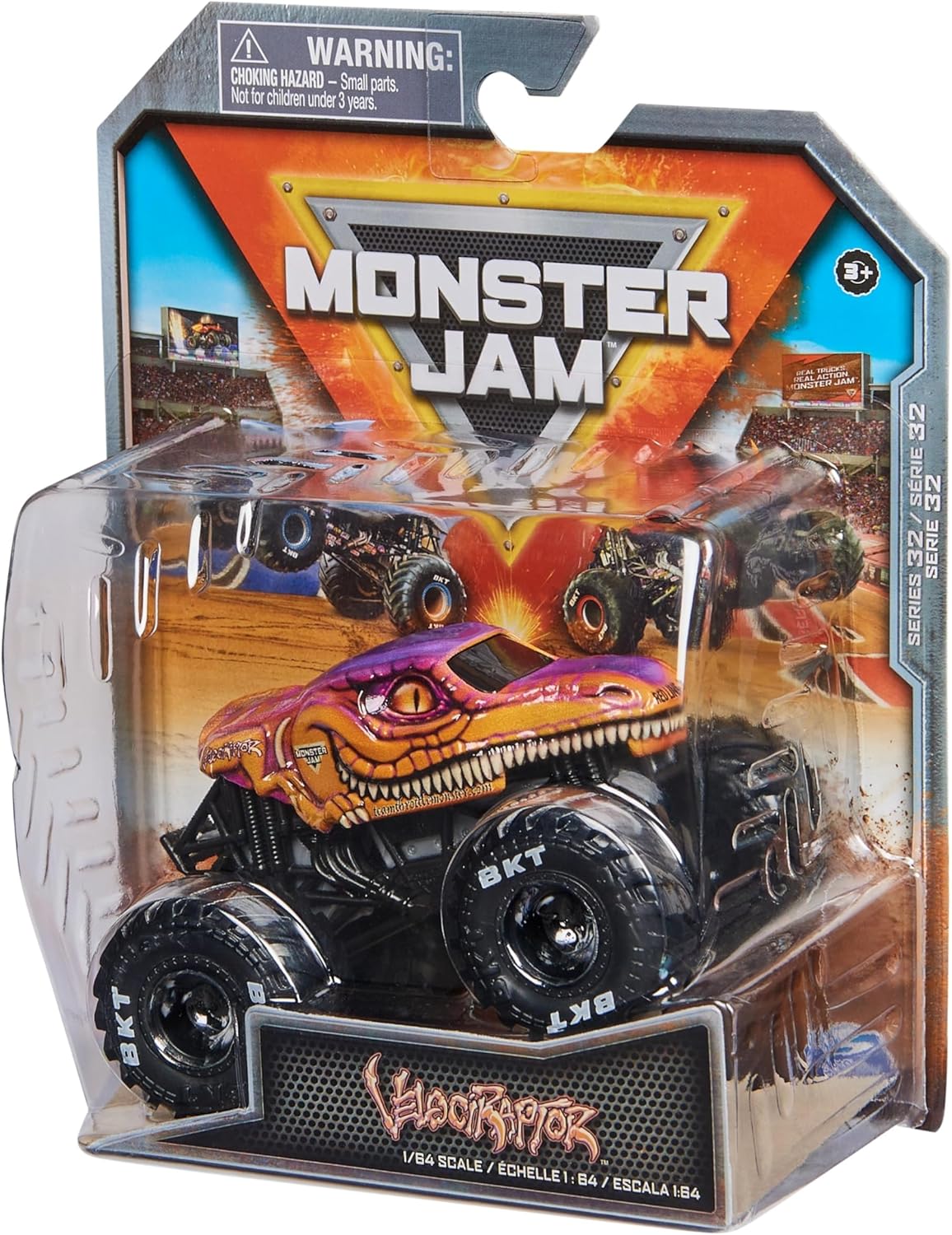 Monster Jam 2023 Spin Master 164 Camión fundido a troquel Serie 32 Arena Favoritos Velociraptor