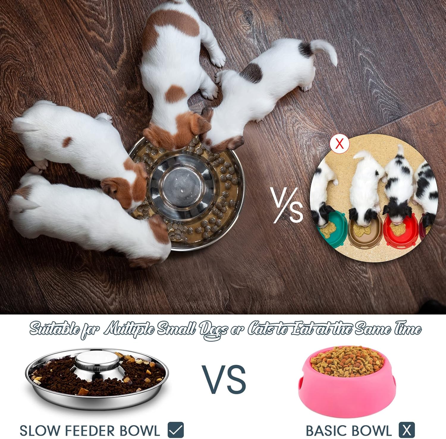 6 cuencos de acero inoxidable para cachorros de 10.2 pulgadas, comedero para cachorros, cuencos pequeños para perros y cachorros, cuencos de agua