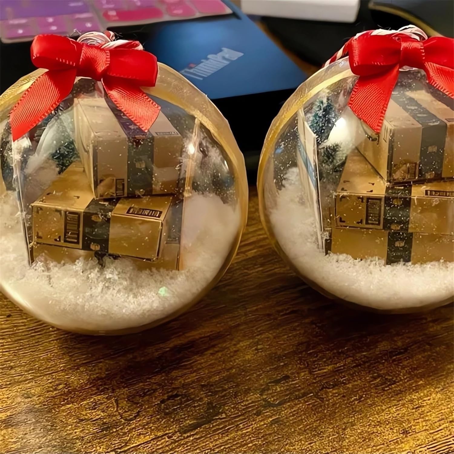 2024, mini paquetes de adornos de Navidad, bolas de Navidad transparentes, decoraciones para árbol de Navidad, divertidos adornos de Navidad (mini
