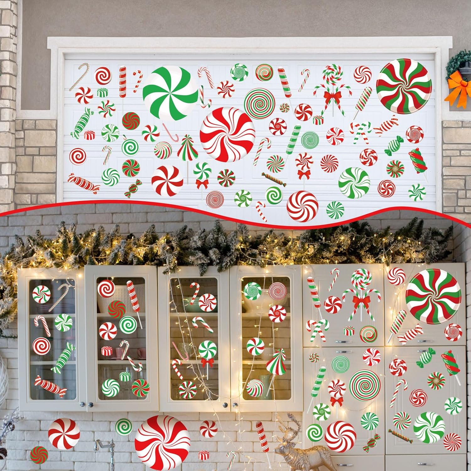 4 hojas de calcomanías de pared de Navidad, calcomanías de decoración de Navidad, decoraciones de Navidad extraíbles, decoración interior del hogar