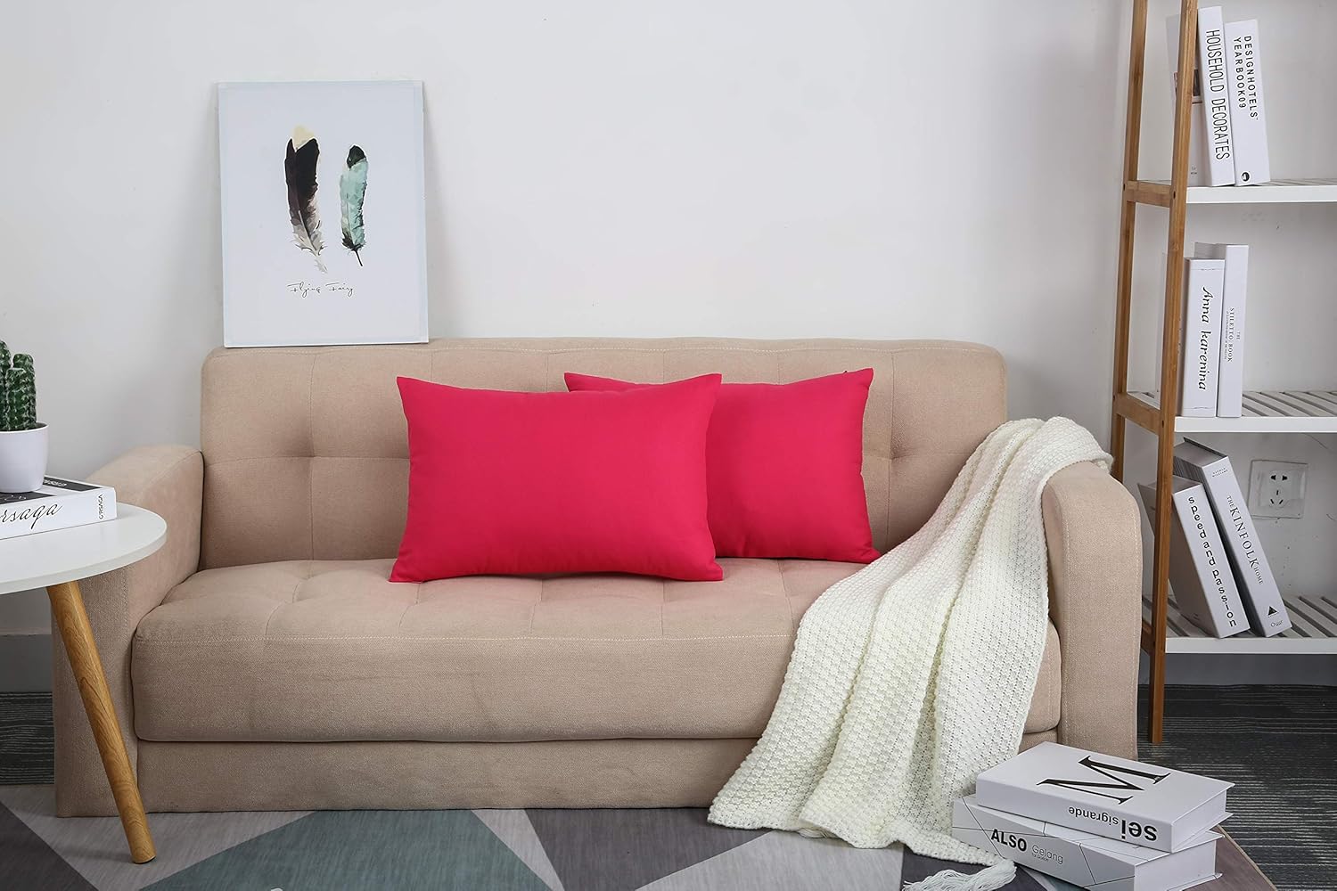 TangDepot – Funda de almohada hecha a mano 100% lona de algodón, Algodón, Rojo sandía