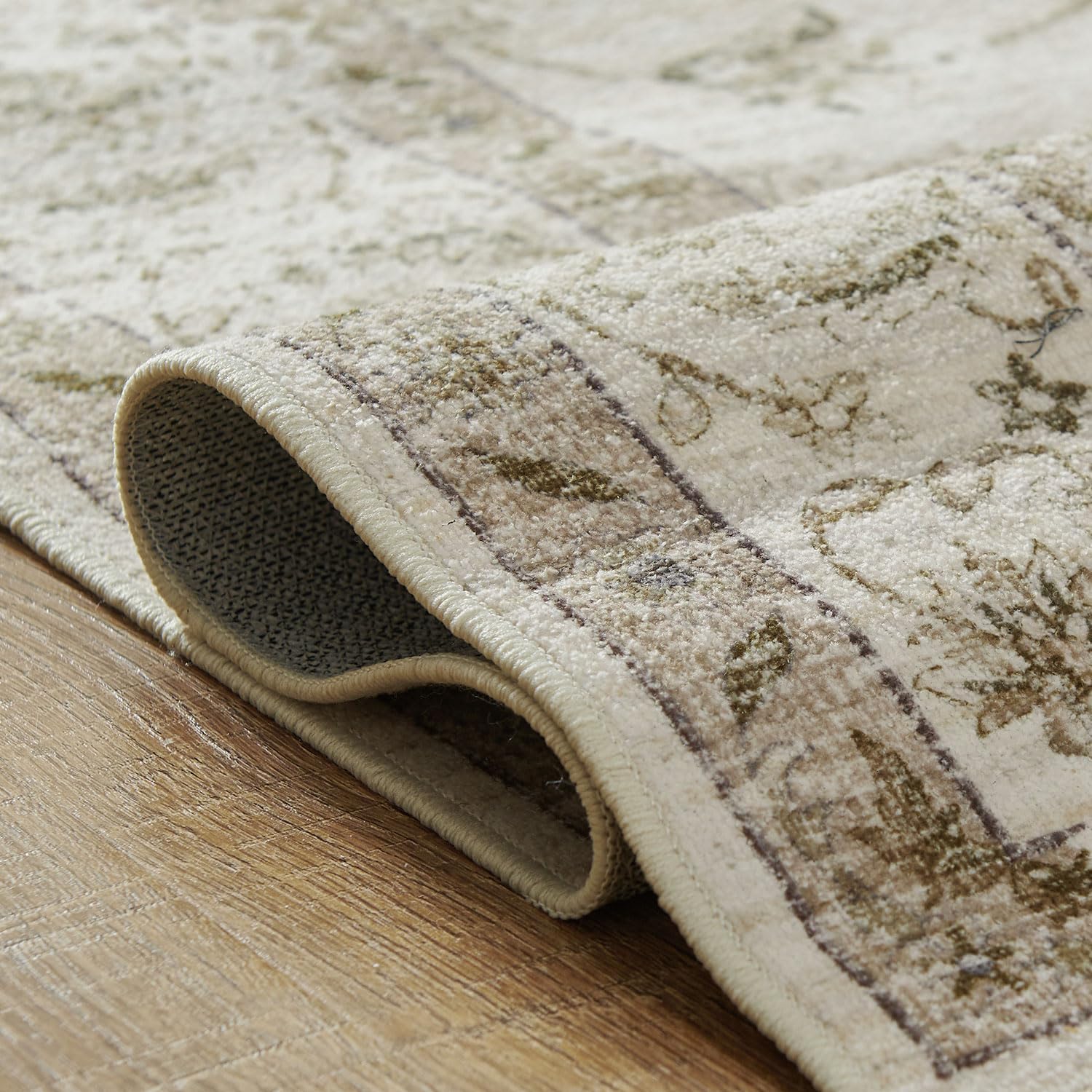 jinchan Alfombra lavable de pelo bajo de 6 x 9 pulgadas, resistente a las manchas, alfombra vintage con medallón floral, alfombra envejecida,