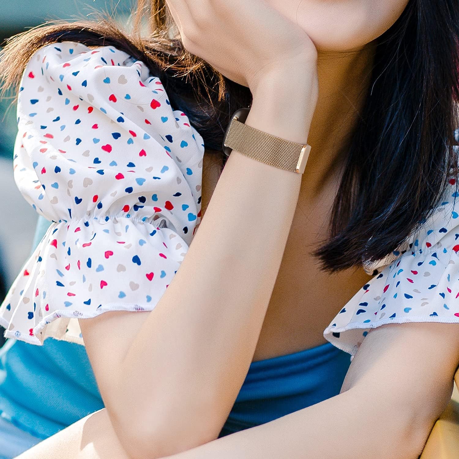 Bandas de metal compatibles con Fitbit Versa 3Versa 4Fitbit SenseSense 2 para mujeres y hombres, correa de malla de acero inoxidable transpirable