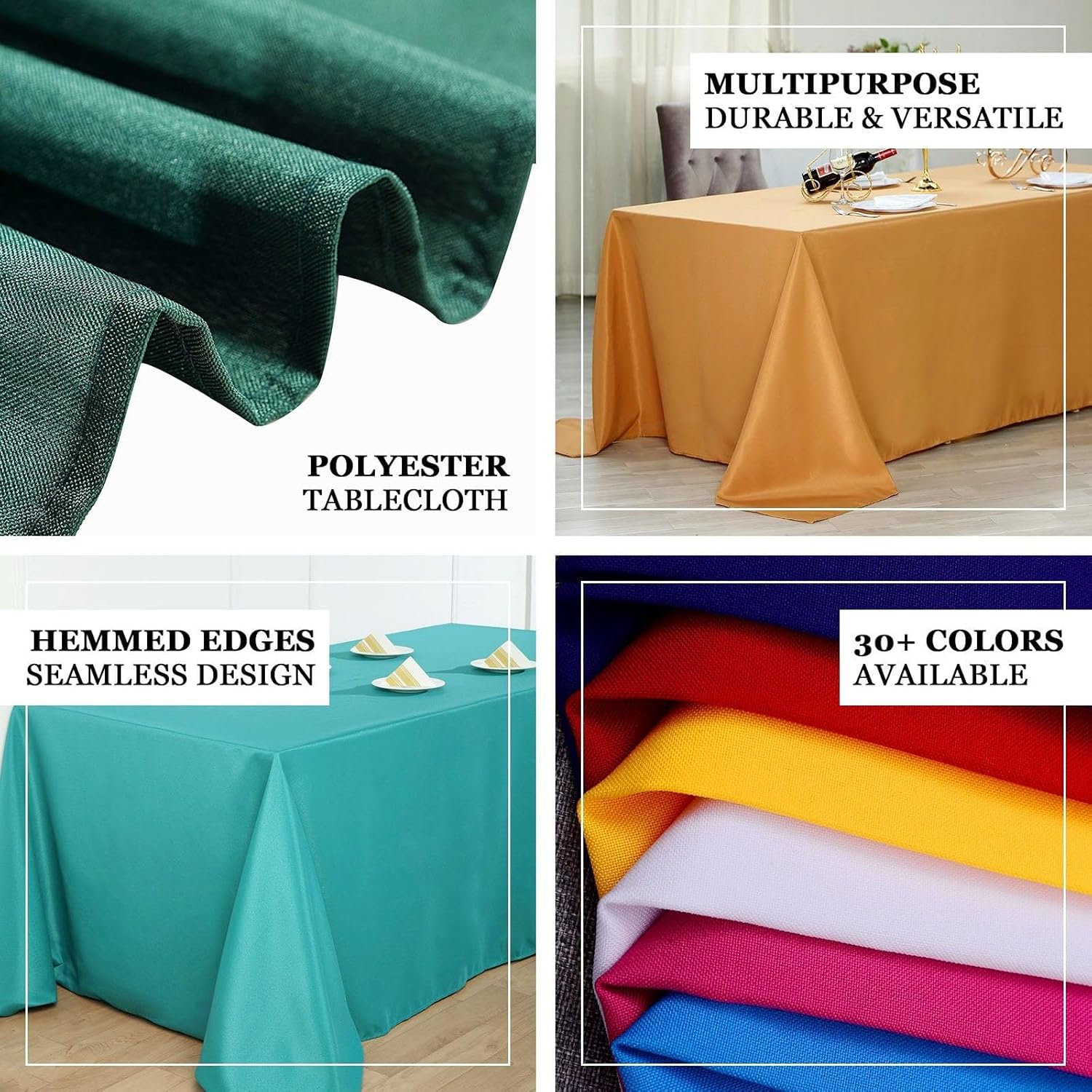 Efavormart – Mantel rectangular de poliéster, 90 x 132 pulgadas, color verde esmeralda cazador, para bodas, fiestas, restaurantes