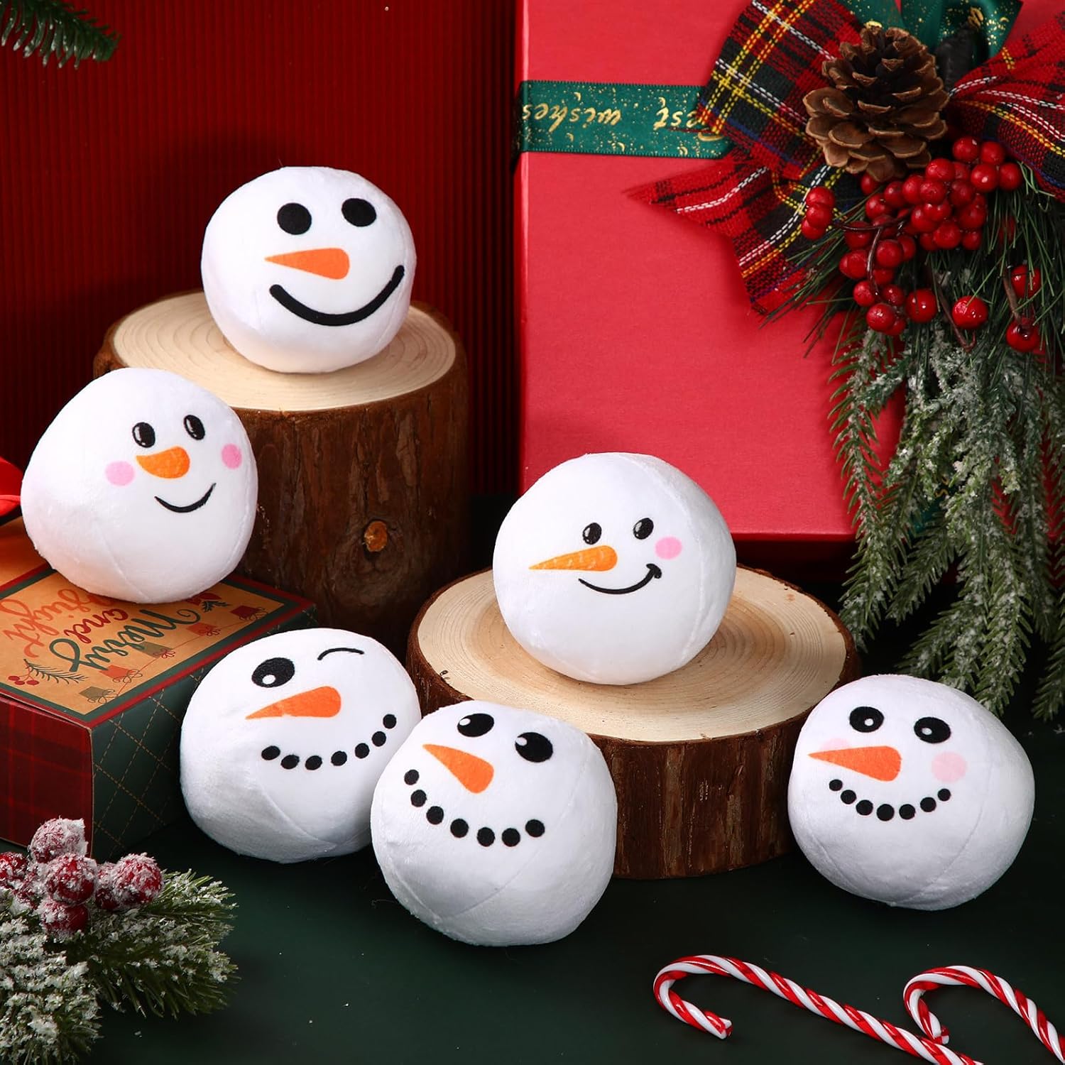 24 juguetes de Navidad para perros de 3.15 pulgadas de peluche de Navidad, pelotas de tenis de Navidad para perros pequeños, medianos y grandes,