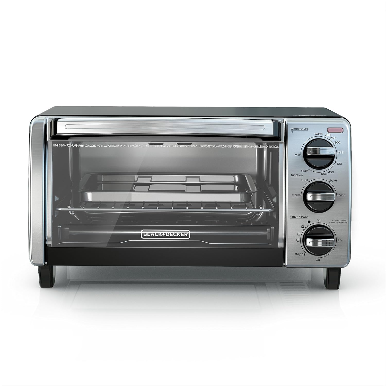BLACK+DECKER, TO1750SB, horno tostador con capacidad para 4 rebanadas, con convección natural, color negro.
