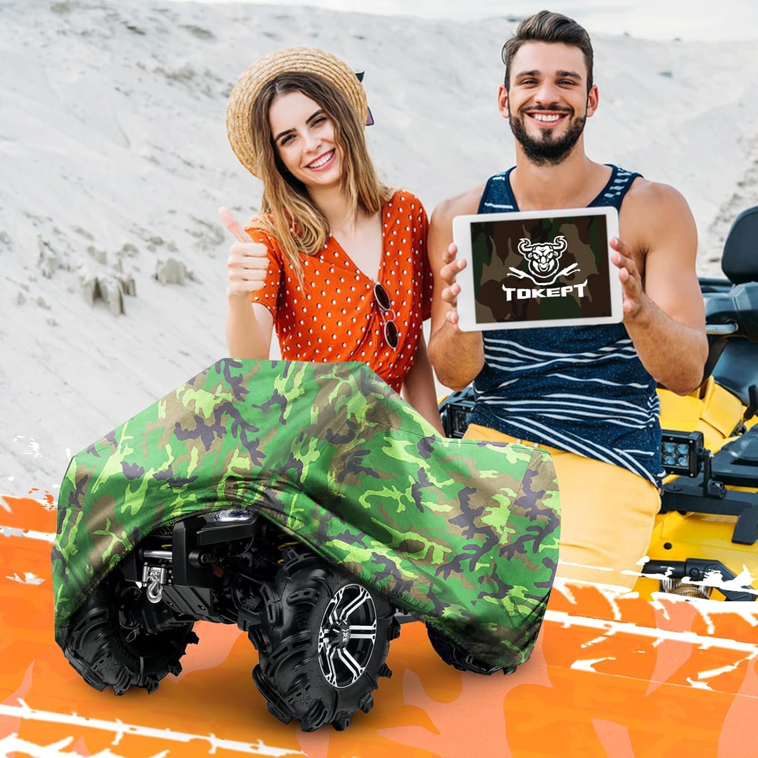 190T – Funda impermeable para cuatrimoto, ATV y ATC, color negro, 3XL, camuflaje