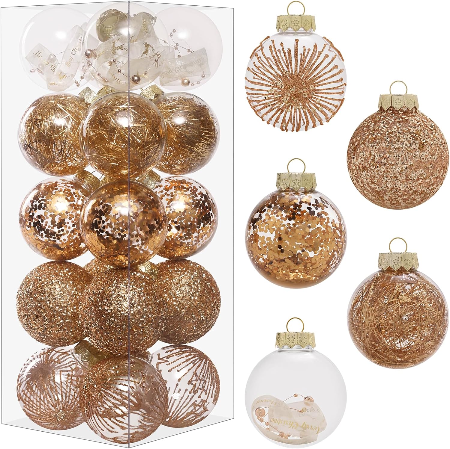 Juego de adornos de Navidad de 2.76 pulgadas, 30 piezas inastillables decorativas colgantes con relleno delicado, bolas de árbol de Navidad