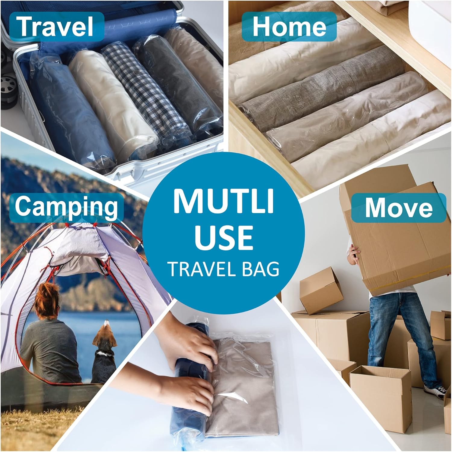 24 bolsas de compresión de viaje, bolsas enrollables para ahorrar espacio para equipaje, artículos esenciales para cruceros (9 rollos grandes9