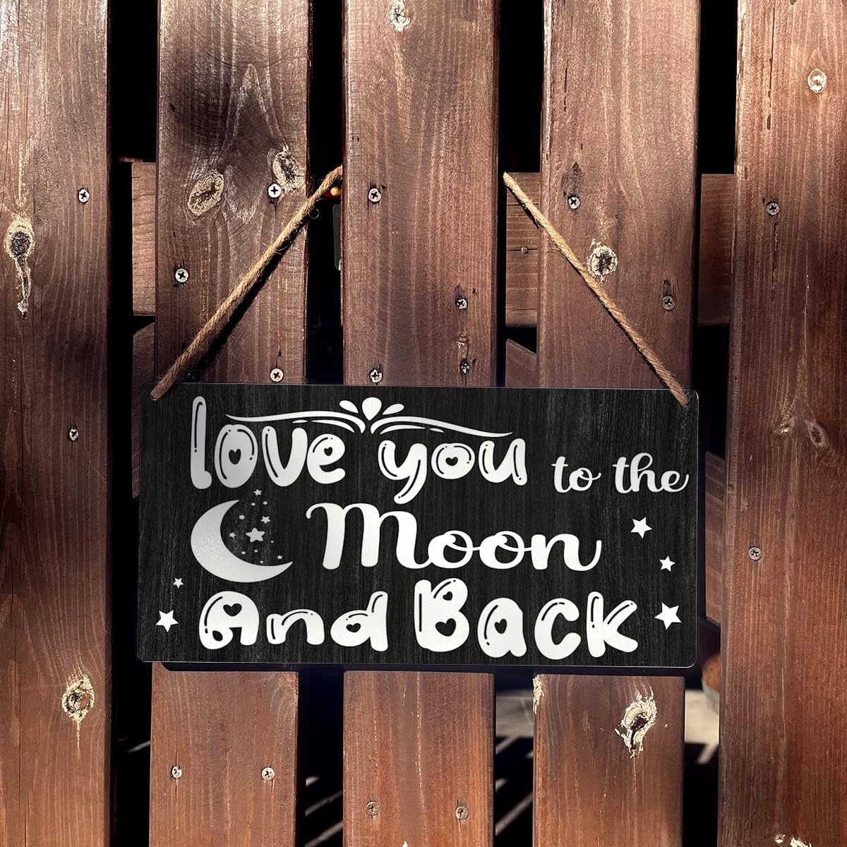 Letrero colgante de madera con texto en inglés “Farmhouse Love You to the Moon and Back”, decoración de pared rústica para decoración del hogar,