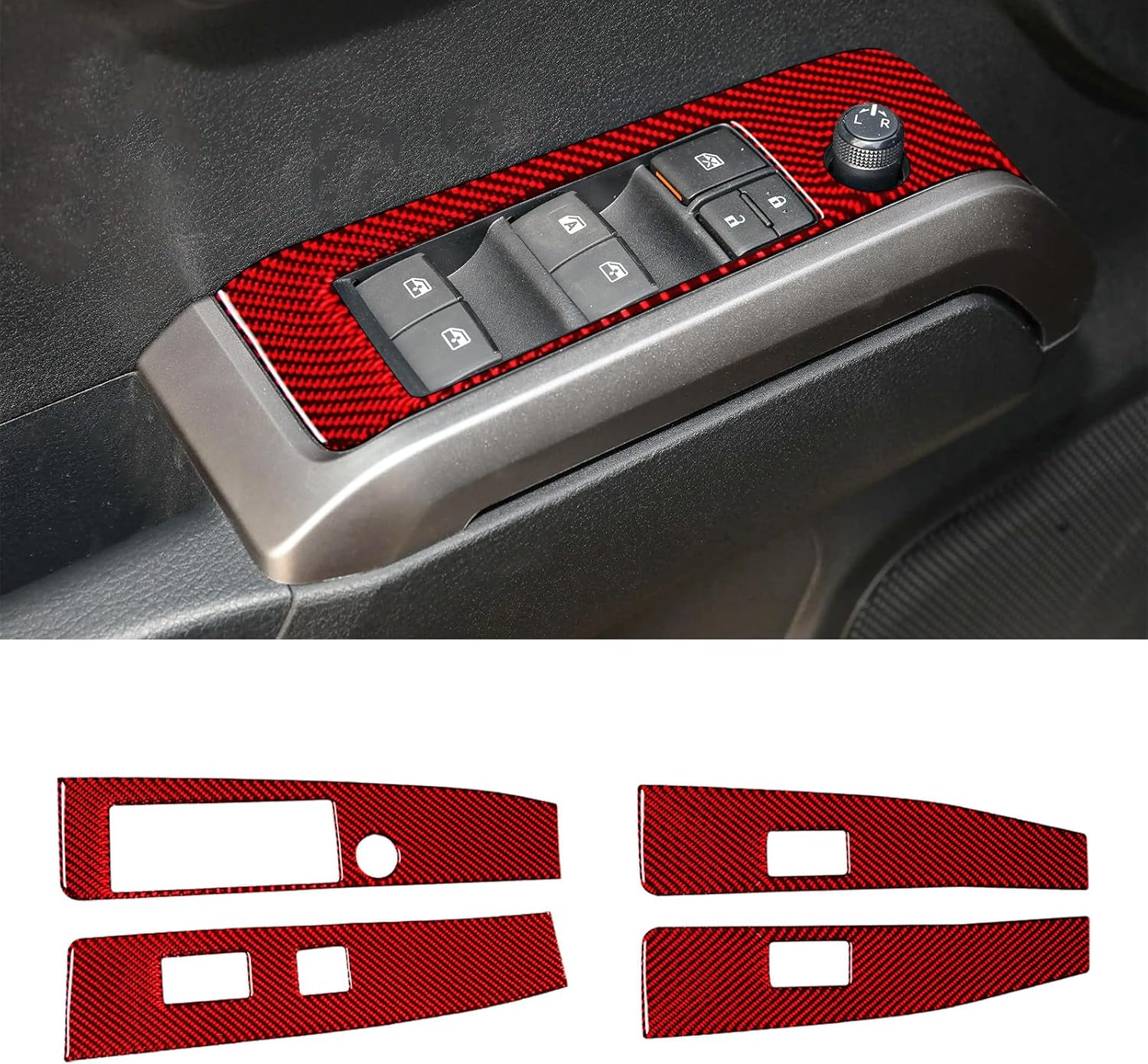 Compatible with Carbon Fiber Door Window Rasing Lift Control Panel Cover Interior Trim Accessories for Toyota Tacoma 2016 2017 2018 2019 2020 2021