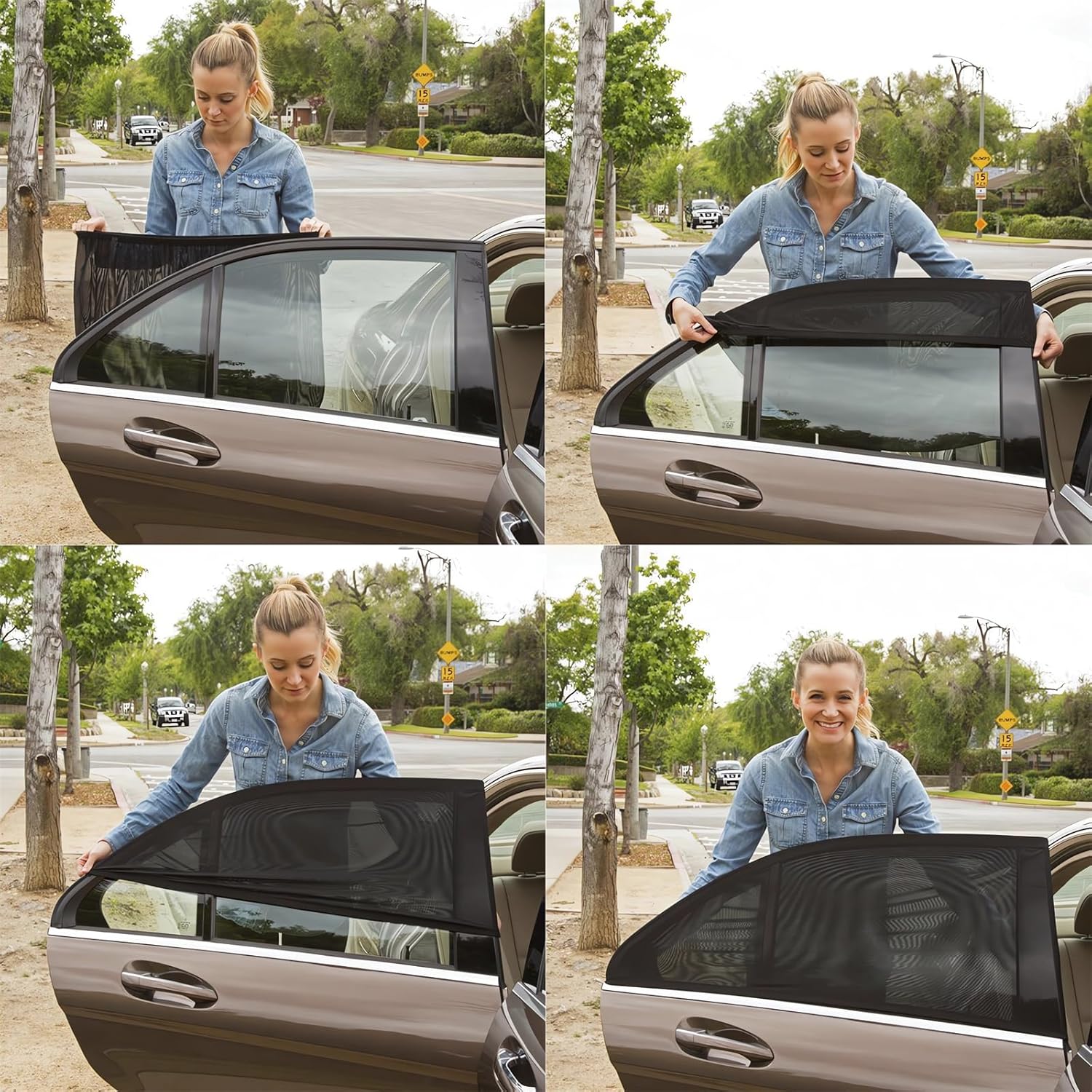Paquete de 4 pantallas universales para ventana de automóvil, 2023, con protección UV, persianas para ventanas laterales de automóvil, pantalla de