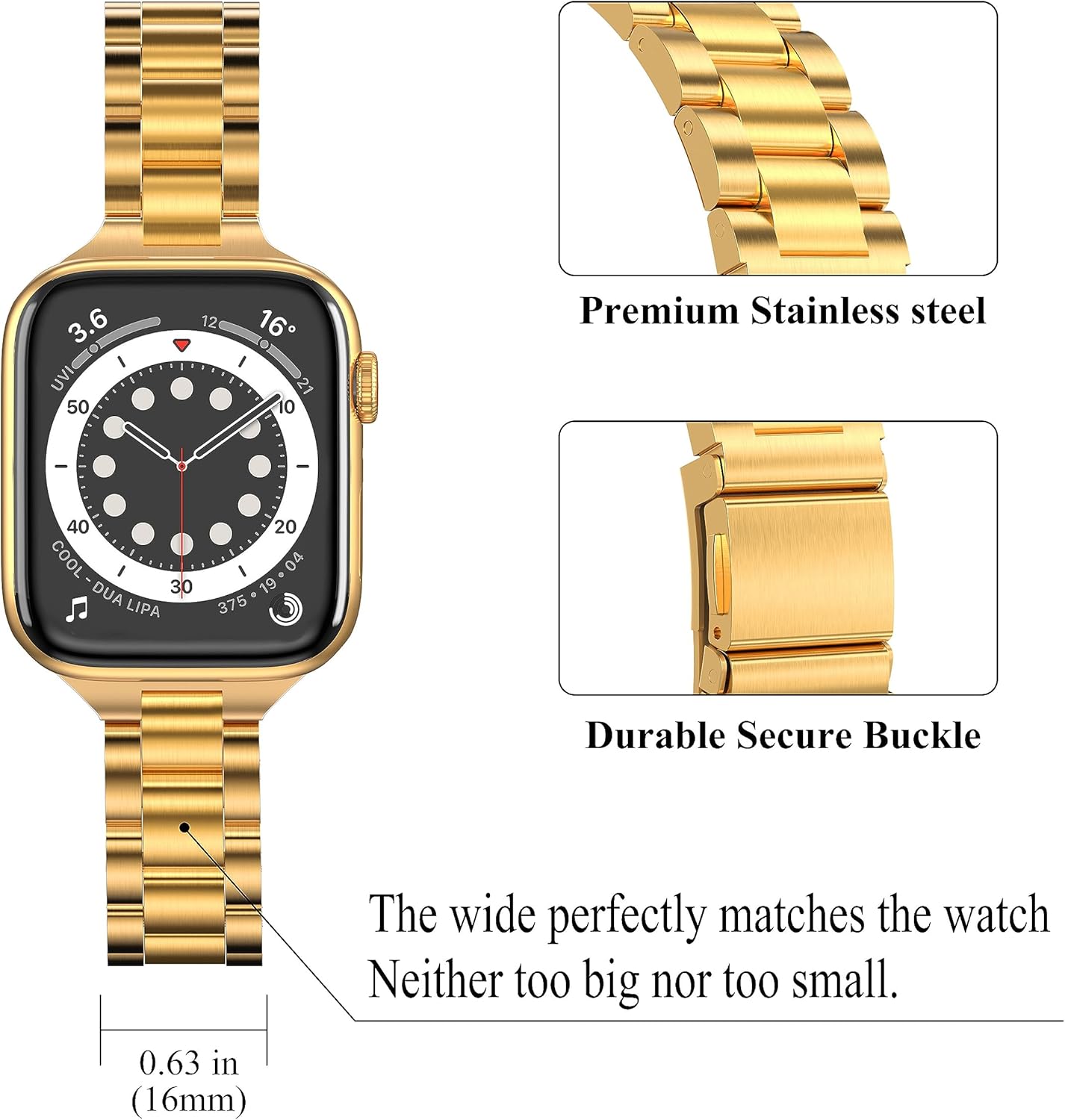 Correa para Apple Watch de 1.496 pulgadas, 1.575 pulgadas, 1.614 pulgadas, 1.654 pulgadas, 1.732 pulgadas, 1.772 pulgadas, con cubierta facial,