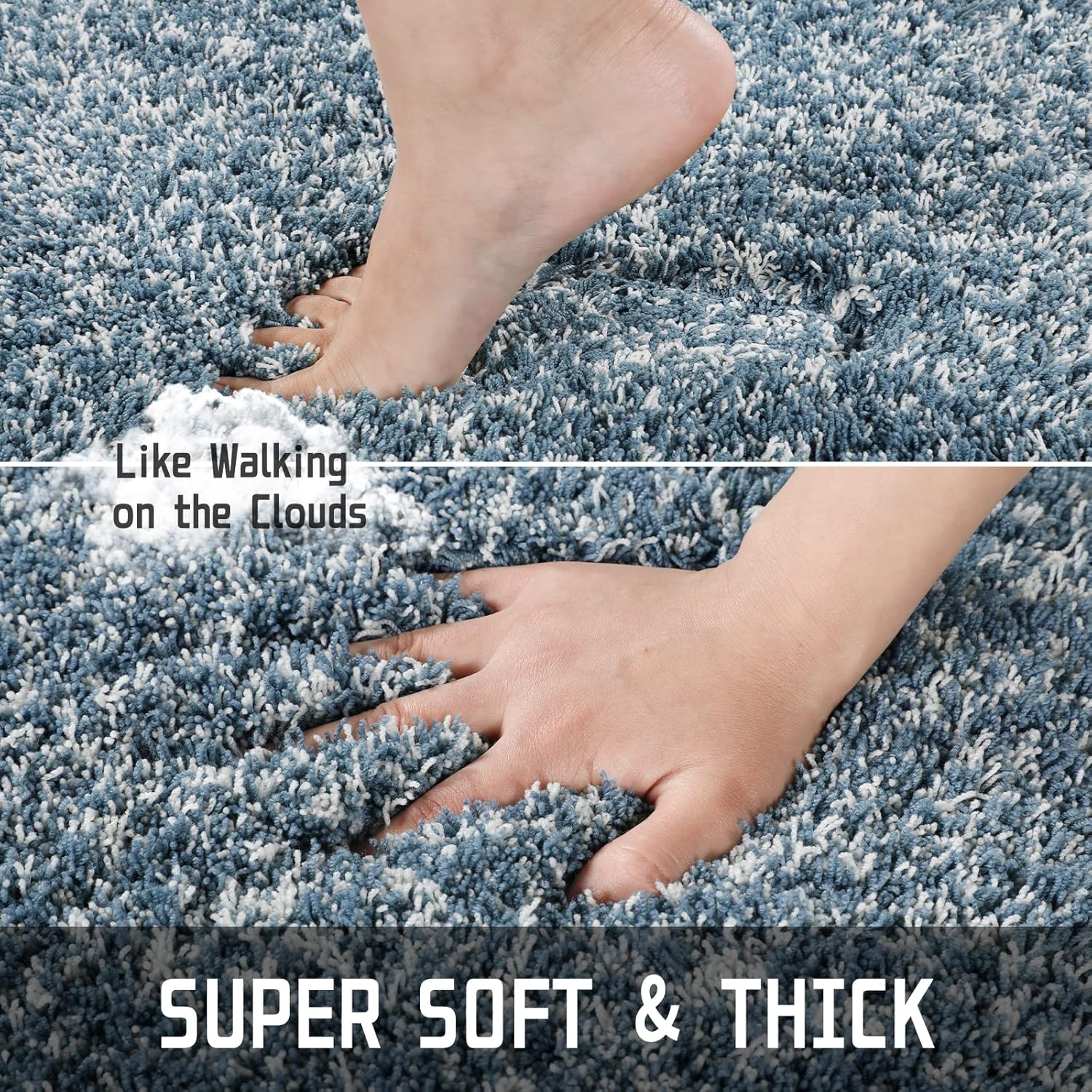 Yimobra Juego de alfombras de baño esponjosas, peludas, suaves, cómodas, antideslizantes, lavables a máquina, alfombras gruesas para ducha, baño,