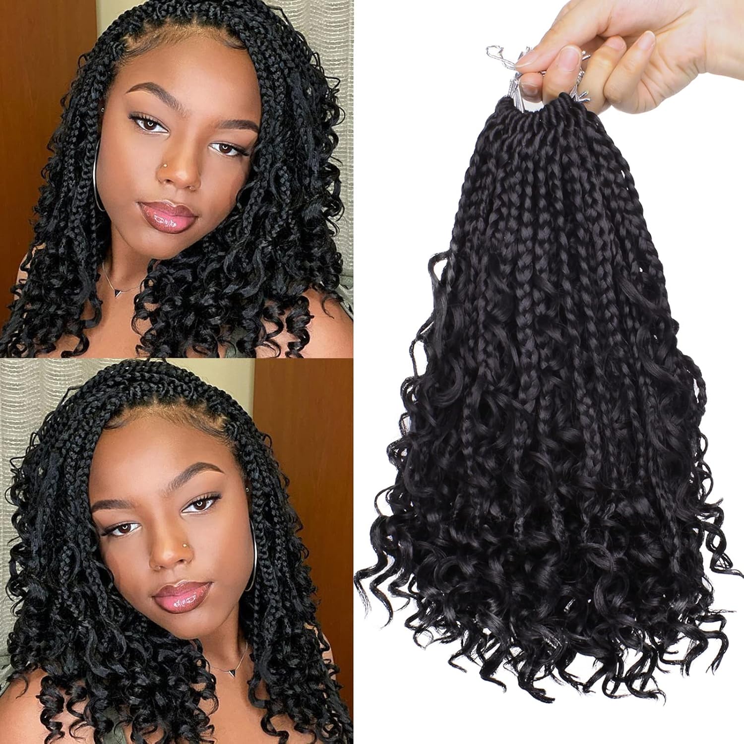 Unionbeauty – Paquete de 8 paquetes de trenzas bohemias de 10 pulgadas, cabello de ganchillo de diosa, trenzas de ganchillo para mujeres negras, con